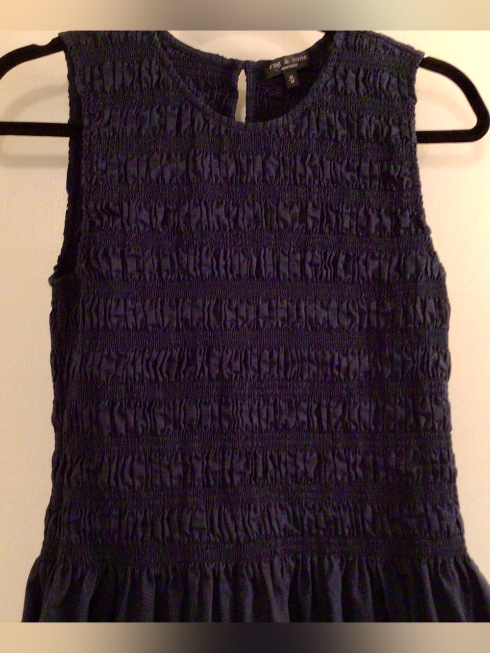 rag & bone /Lane Navy Sleeveless Smocked Cotton Maxi Dress - Sz. M - Picture 8 of 16